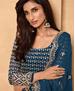 Picture of Pretty Teal Blue Straight Cut Salwar Kameez