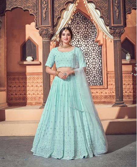 Picture of Beauteous Sky Blue Lehenga Choli