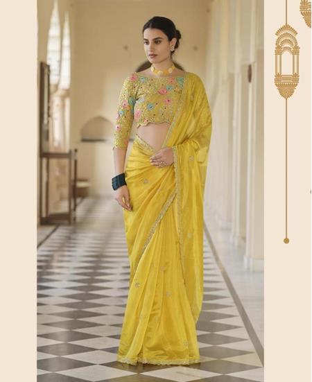 Picture of Magnificent Yellow Designer Saree