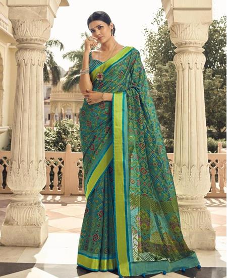 Picture of Exquisite Teal Brasso Saree