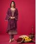 Picture of Stunning Purple Straight Cut Salwar Kameez