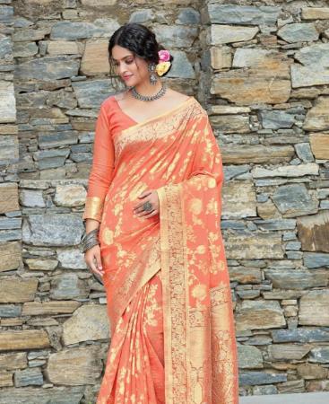 Picture of Resplendent Orange Casual Saree