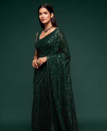 Picture of Magnificent Green Georgette Saree