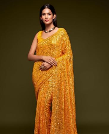 Picture of Taking Yellow Georgette Saree