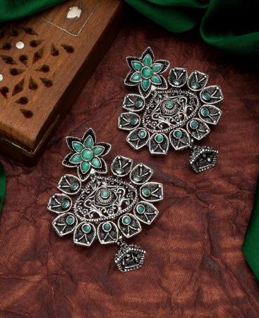 Picture of Bewitching Silver & Green Earrings