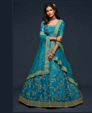 Picture of Fine Teal Blue Lehenga Choli