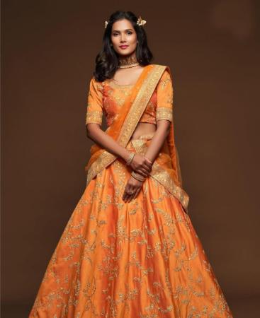 Picture of Fascinating Orange Lehenga Choli