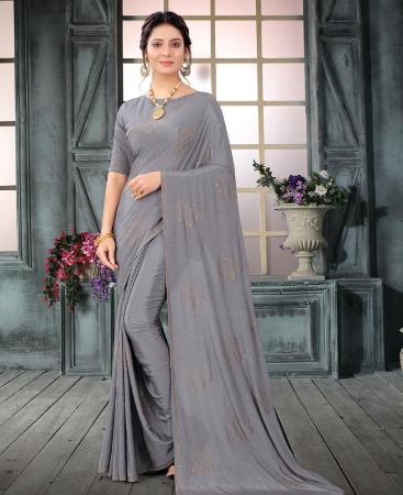 Picture of Well Formed Grey Designer Saree