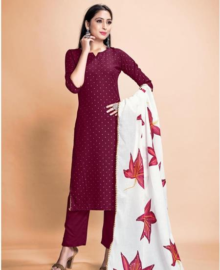 Picture of Classy Wine Readymade Salwar Kameez