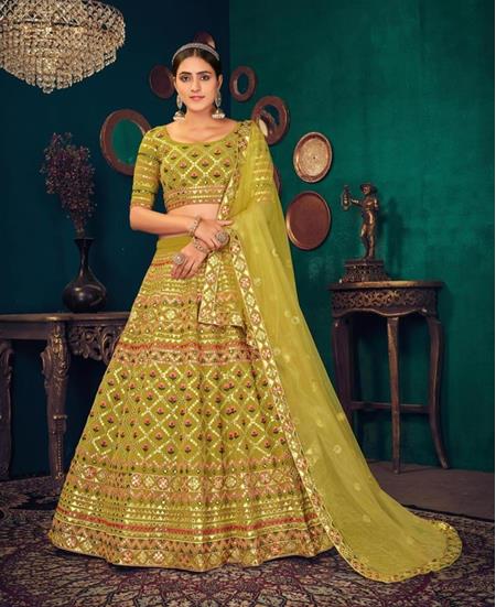 Picture of Excellent Green Lehenga Choli