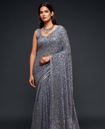 Picture of Appealing Grey Georgette Saree