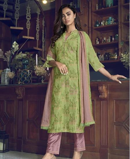 Picture of Amazing Green Straight Cut Salwar Kameez