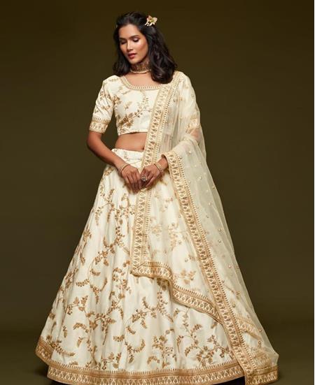 Picture of Good Looking White Lehenga Choli