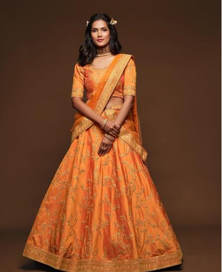 Picture of Bewitching Orange Lehenga Choli