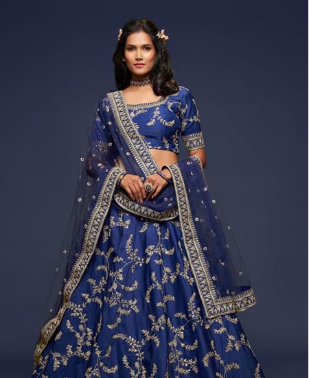 Picture of Excellent Blue Lehenga Choli