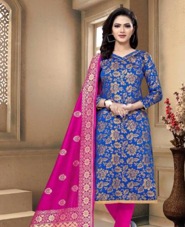 Picture of Beautiful Blue Straight Cut Salwar Kameez