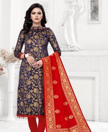 Picture of Bewitching Navy Blue Straight Cut Salwar Kameez