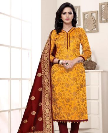 Picture of Delightful Yellow Straight Cut Salwar Kameez