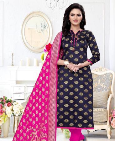 Picture of Alluring Navy Blue Straight Cut Salwar Kameez