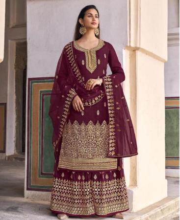 Picture of Ravishing Maroon Straight Cut Salwar Kameez