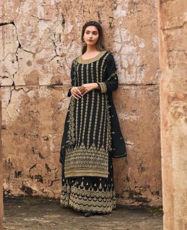 Picture of Beauteous Black Straight Cut Salwar Kameez