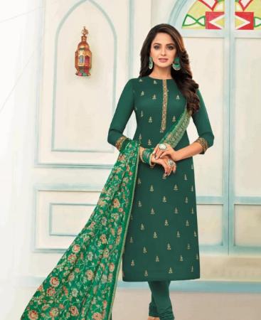 Picture of Ravishing Green Cotton Salwar Kameez