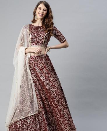 Picture of Shapely Maroon Lehenga Choli