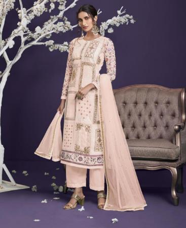 Picture of Splendid Peach Straight Cut Salwar Kameez