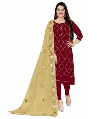 Picture of Pretty Maroon Straight Cut Salwar Kameez