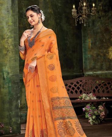 Picture of Fine Orange Casual Saree