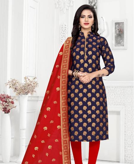 Picture of Amazing Blue Straight Cut Salwar Kameez