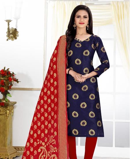 Picture of Nice Blue Straight Cut Salwar Kameez