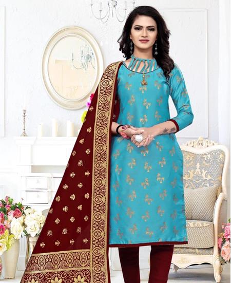 Picture of Grand Sky Blue Straight Cut Salwar Kameez