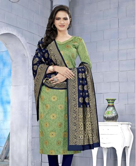 Picture of Bewitching Parrot Green Straight Cut Salwar Kameez