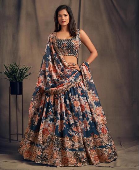 Picture of Grand Dove Blue Lehenga Choli