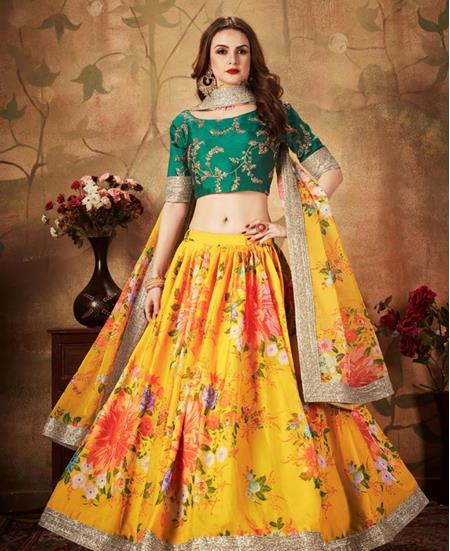 Picture of Comely Yellow Lehenga Choli