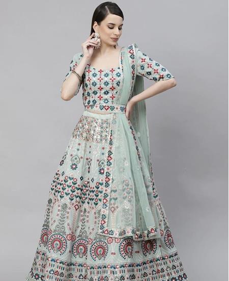 Picture of Fascinating Pista Green Lehenga Choli