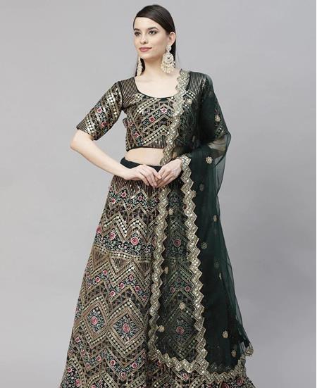 Picture of Radiant Dark Green Lehenga Choli