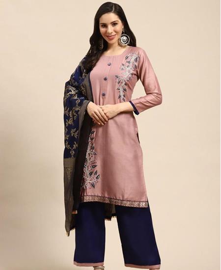 Picture of Exquisite Brown Straight Cut Salwar Kameez