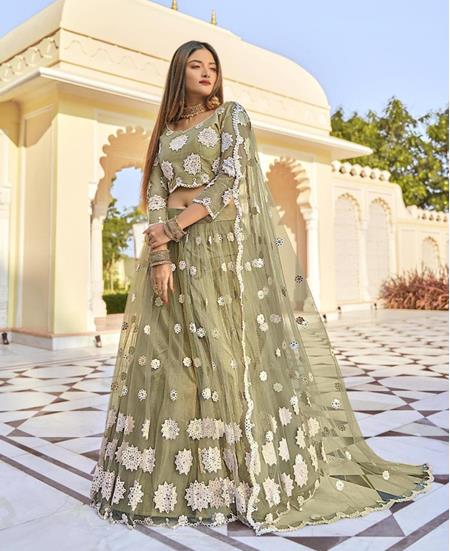 Picture of Excellent Olive Lehenga Choli