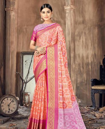 Picture of Bewitching Orange Casual Saree