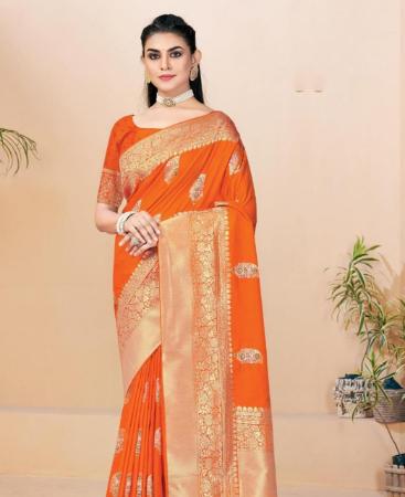 Picture of Pleasing Orange Silk Saree