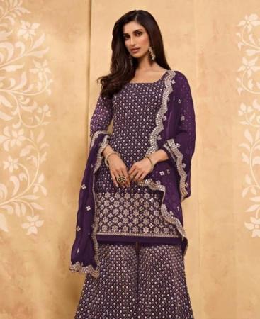 Picture of Marvelous Purple Straight Cut Salwar Kameez