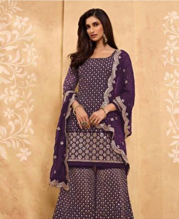 Picture of Grand Purple Straight Cut Salwar Kameez