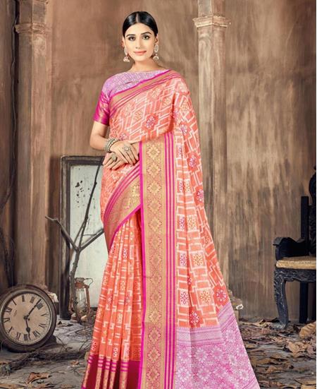 Picture of Bewitching Orange Casual Saree