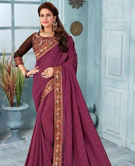 Picture of Enticing Dusty Wine Designer Saree