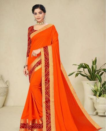 Picture of Good Looking Orange Casual Saree