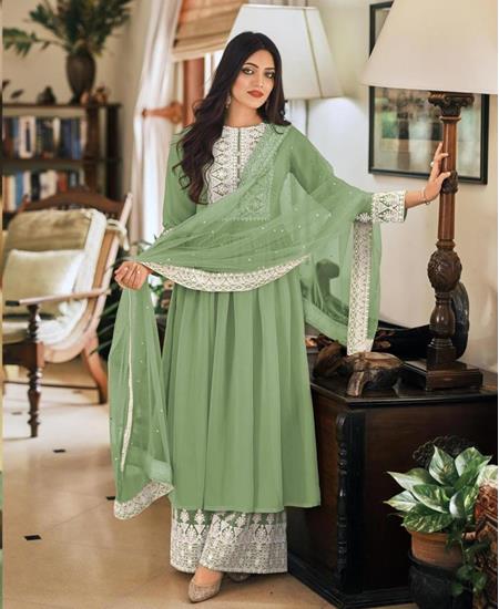 Picture of Pleasing Pista Straight Cut Salwar Kameez