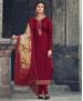 Picture of Stunning Maroon Straight Cut Salwar Kameez