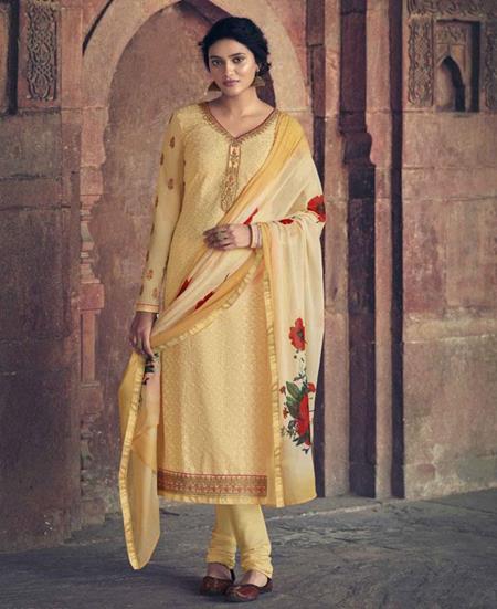 Picture of Fascinating Yellow Straight Cut Salwar Kameez